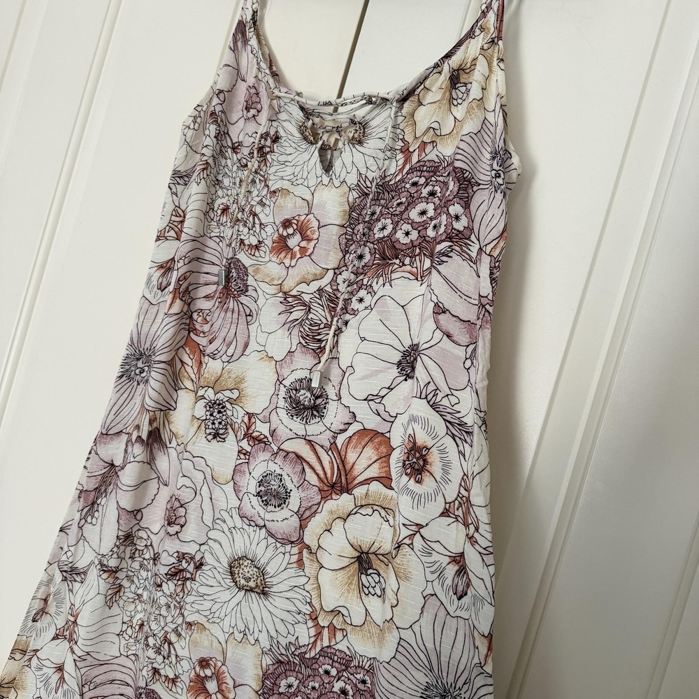 Lovestitch Dress Womens Large Dusty Lavender Floral Maxi Lace Up Boho Sundress